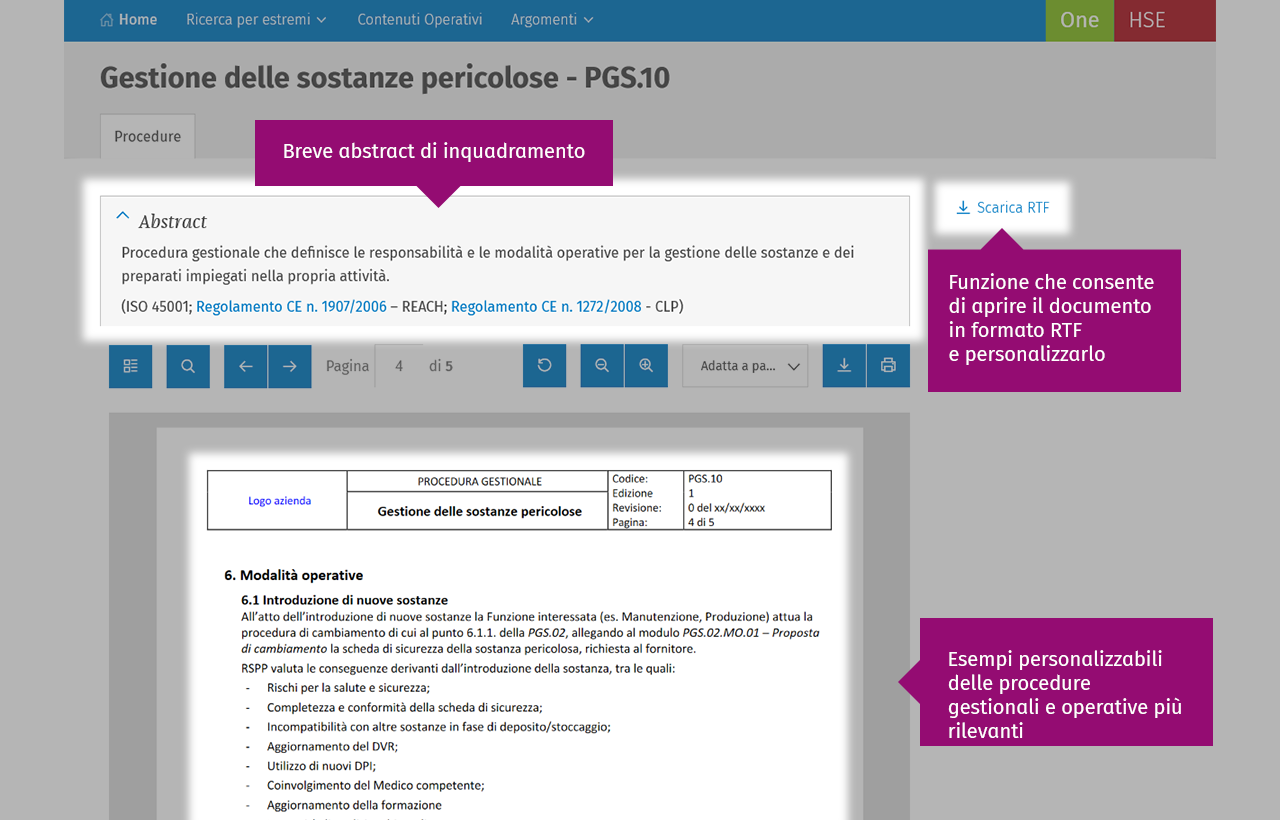 Contenuti operativi: Procedure